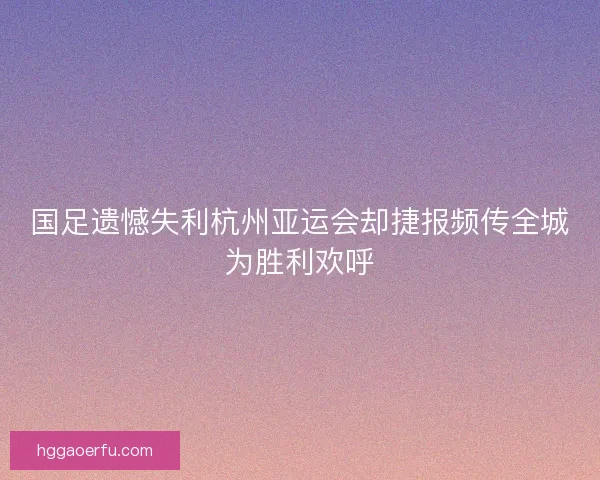 国足遗憾失利杭州亚运会却捷报频传全城为胜利欢呼