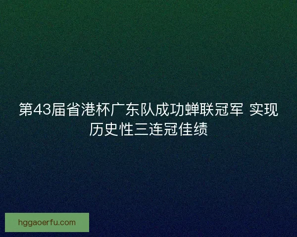 第43届省港杯广东队成功蝉联冠军 实现历史性三连冠佳绩